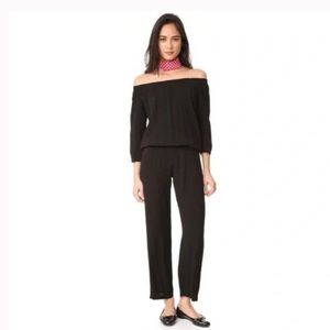 Monrow Off Shoulder Blouson Jumpsuit in Black XS